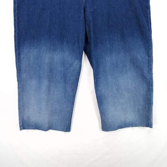 Lauren Ralph Lauren Cropped Jeans Women's Pants 20W Ombre Blue Wide Leg Raw Hem - Picture 4 of 16
